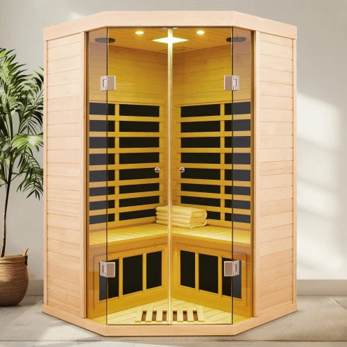 Hemlock Pentagonal Sauna Room for Two People Home Spa