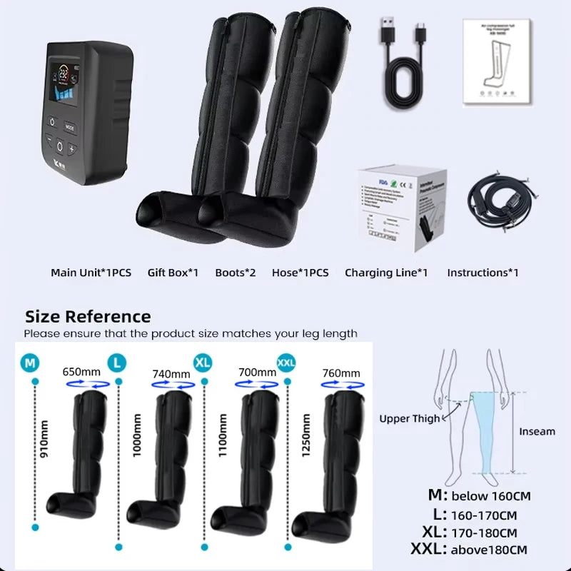 Air Leg Massager Compression Boots With 4 Chamber Pressotherapy