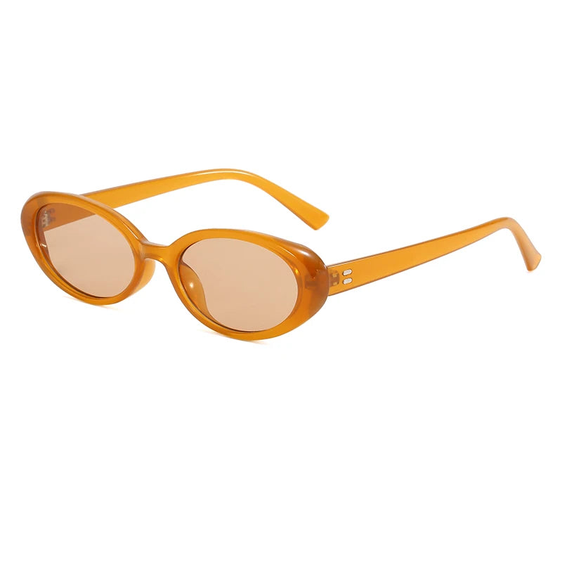 Fashion Small Oval Sunglasses Women Men Rivets Shades Retro Eyewear Luxury Sun Glasses UV400 Brand Oculus Female Gafas