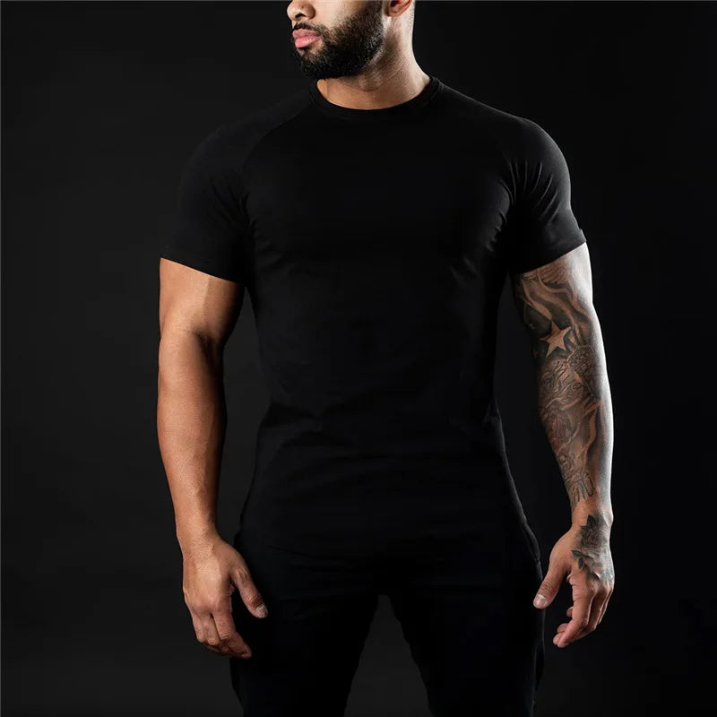 Plain Gym T Shirt For Men Summer Fitness Cotton Tee