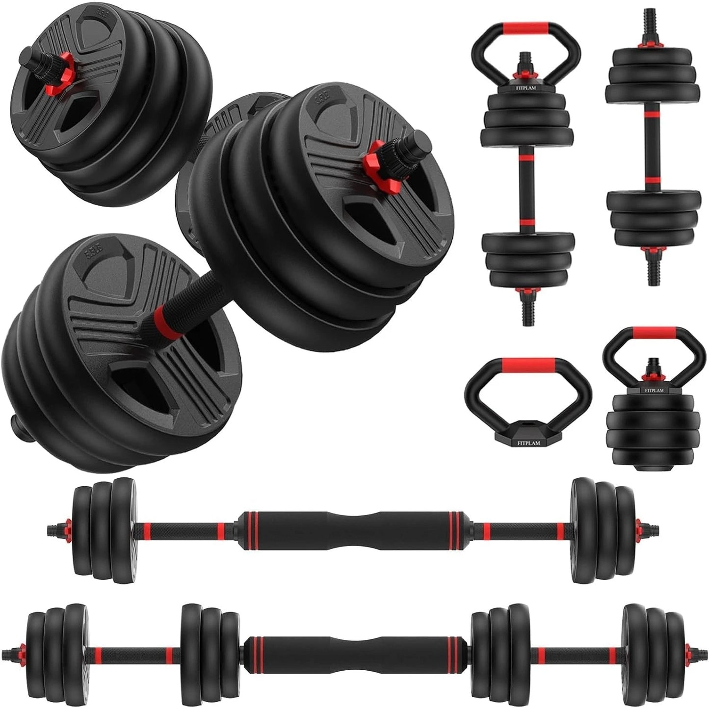 FED Fitness Adjustable 5 In 1 Free Weights Set Dumbbells