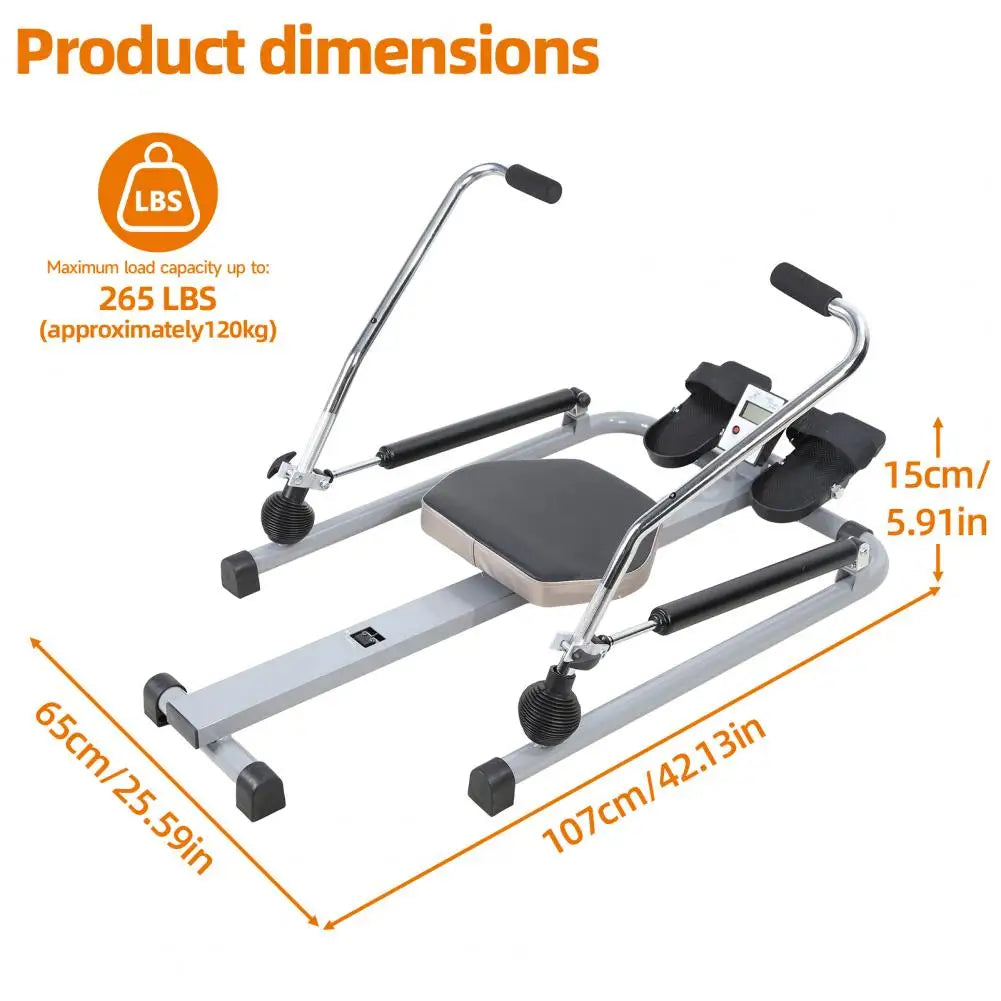 Home Rowing Machine, Hydraulic Rower with LCD Monitor, Adjustable Resistance up to 110LBS & Large Cushioned Seat, 265LBS Quiet R