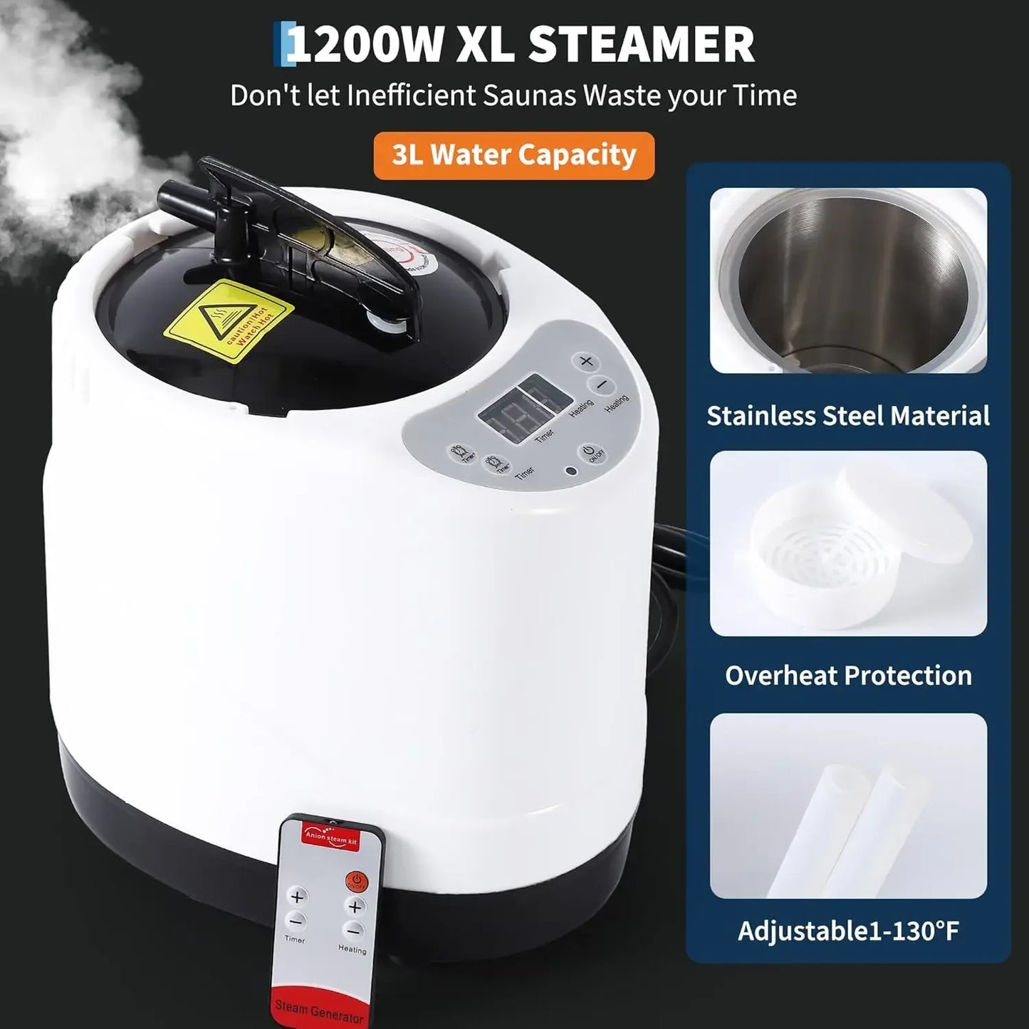 Portable Sauna Box for Home, Personal Sauna Tent for Relaxation, Indoor Steam Sauna Room with 3L/1200W Steamer
