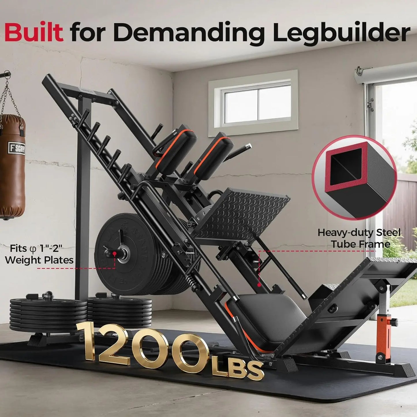 FED Fitness 3in1 Leg Press Hack Squat Machine With Ultra Quiet Pulley