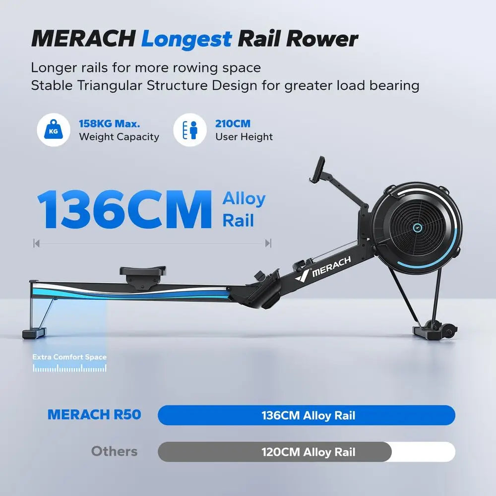Professional Indoor Rowing Machine, Adjustable Air Resistance Rowing Machines for Home, Ergonomic Comfort Seat, Performance Mon
