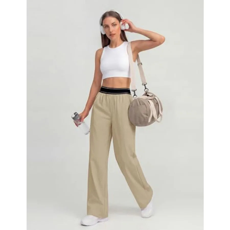 BMJL Womens Track Pants Loose Straight Leg Workout Pants Elastic Waist Lightweight Trousers Summer 2026