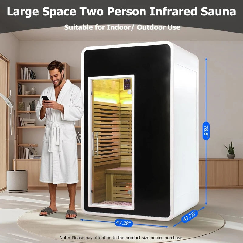 Two Person Infrared Sauna With WiFi Control Canadian Hemlock Wood