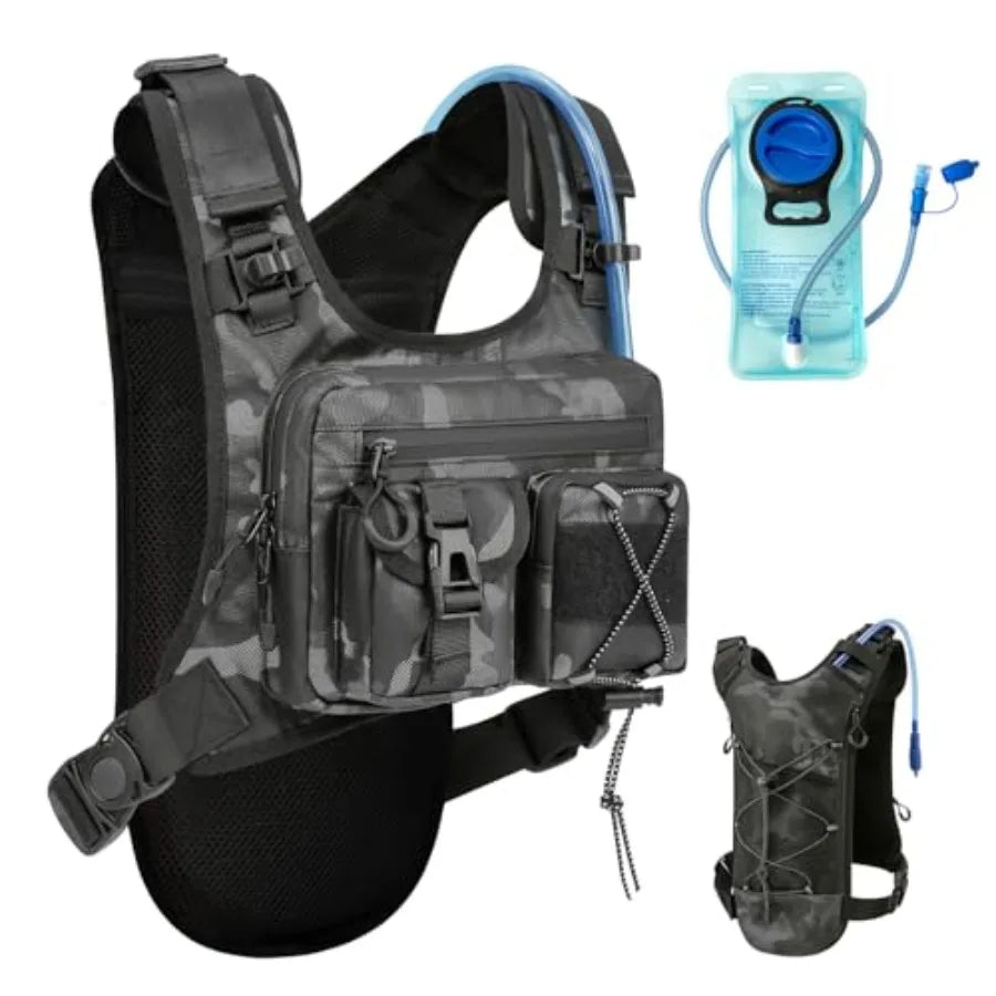 USA Patent Running Hydration Vest Backpack, Lightweight Chest Pack with 2.0L Water Bladder Bag Daypack for Hiking Running Cycli