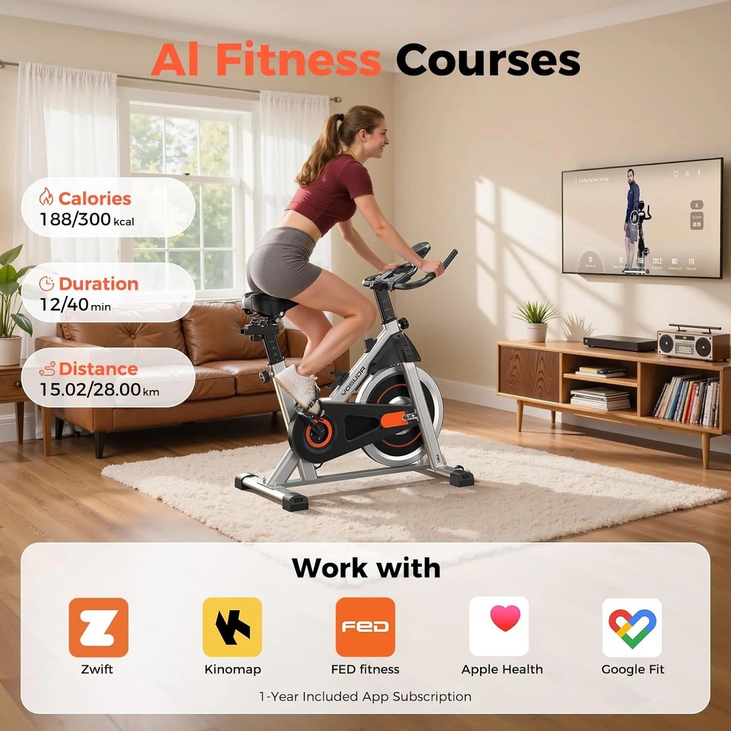 YOSUDA Exercise Bike Magnetic Indoor Cycling With Exclusive App