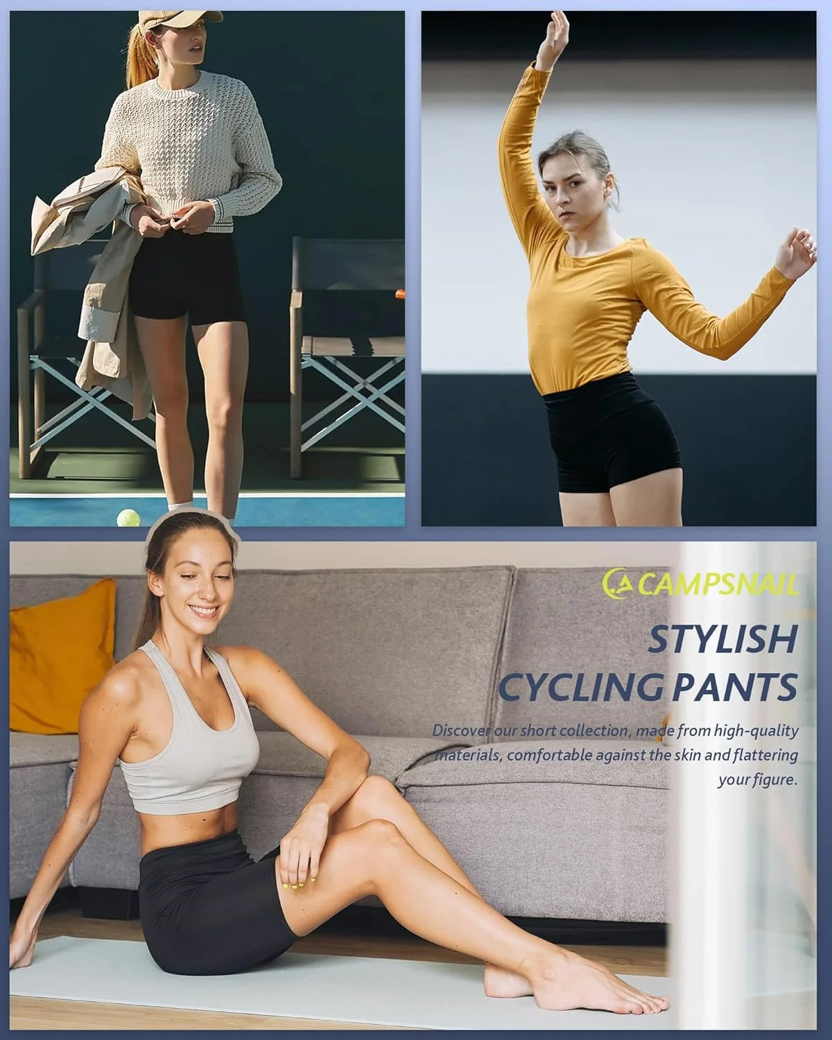 High-waisted, buttock-raising and abdominal-toning sports pants in 5 sets for women. Quick-drying, breathable with pockets.