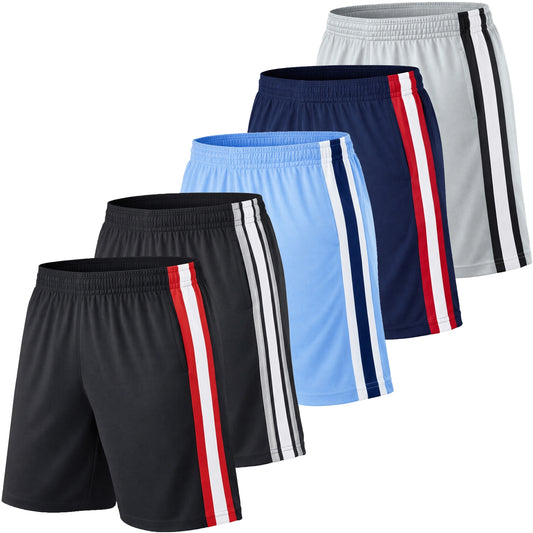 Men's Lightweight Moisture Wicking Mesh Shorts 5 Pack