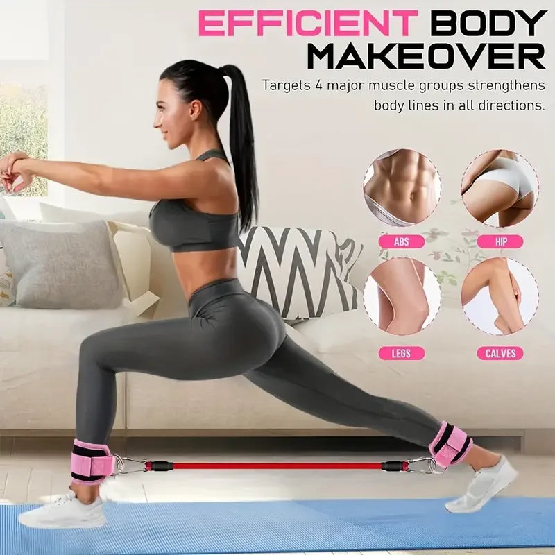 5pcs Ankle Resistance Bands Set With Adjustable Straps For Strength Training, Leg And Butt Exercises, Glute Training, Keeping In Perfect Shape, Yoga Pull Bands - Mesh Carrying Bag Included