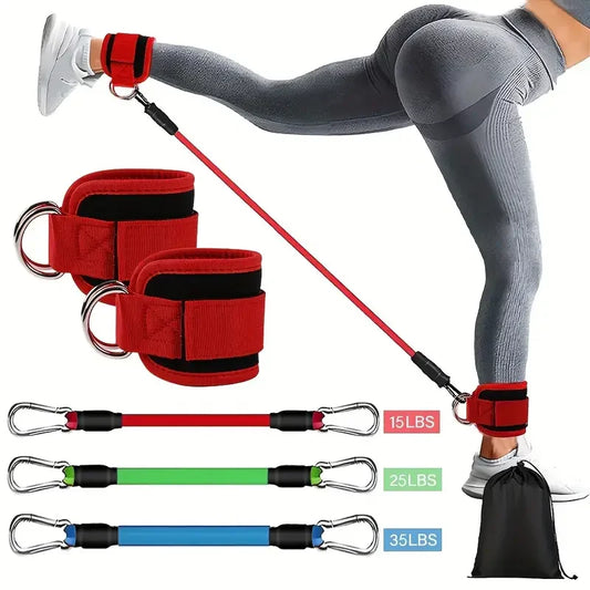 5pcs Ankle Resistance Bands Set With Adjustable Straps For Strength Training, Leg And Butt Exercises, Glute Training, Keeping In Perfect Shape, Yoga Pull Bands - Mesh Carrying Bag Included