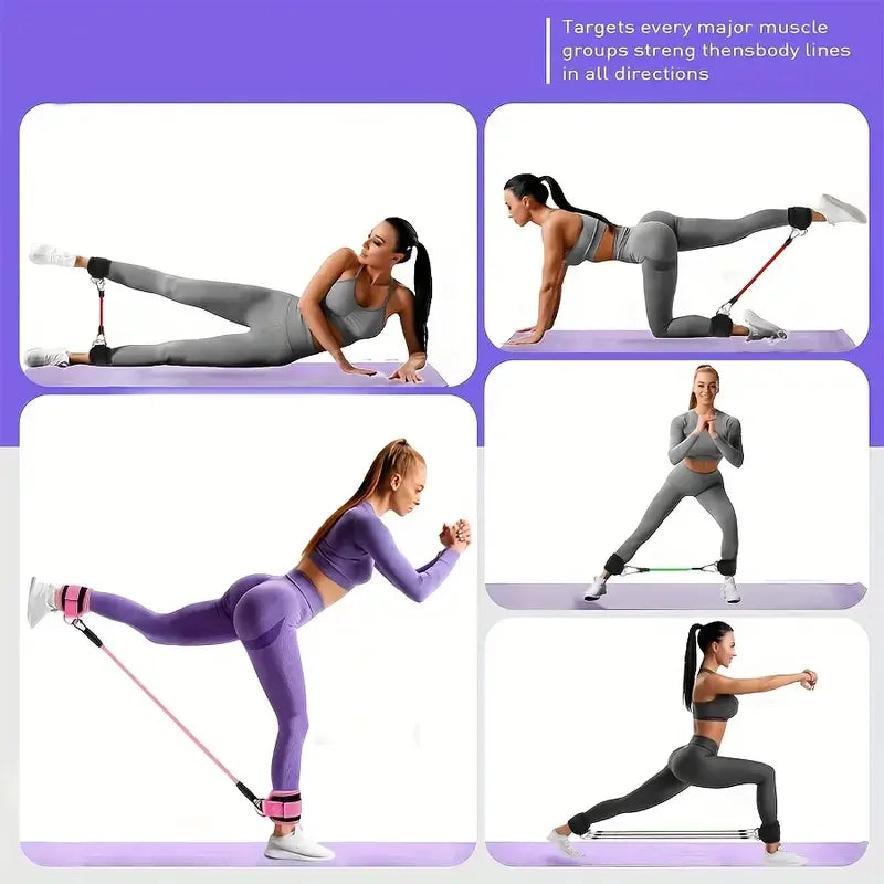5pcs Ankle Resistance Bands Set With Adjustable Straps For Strength Training, Leg And Butt Exercises, Glute Training, Keeping In Perfect Shape, Yoga Pull Bands - Mesh Carrying Bag Included