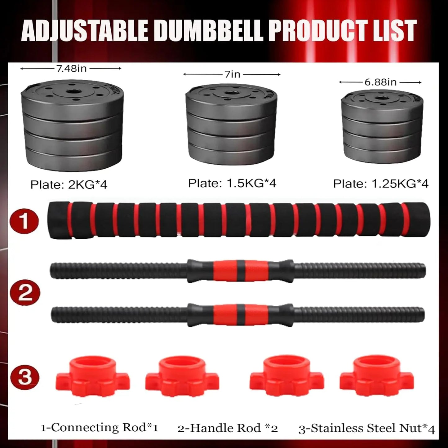 Adjustable Dumbbell Set for Home Gym with Ergonomic 3in1 Modes