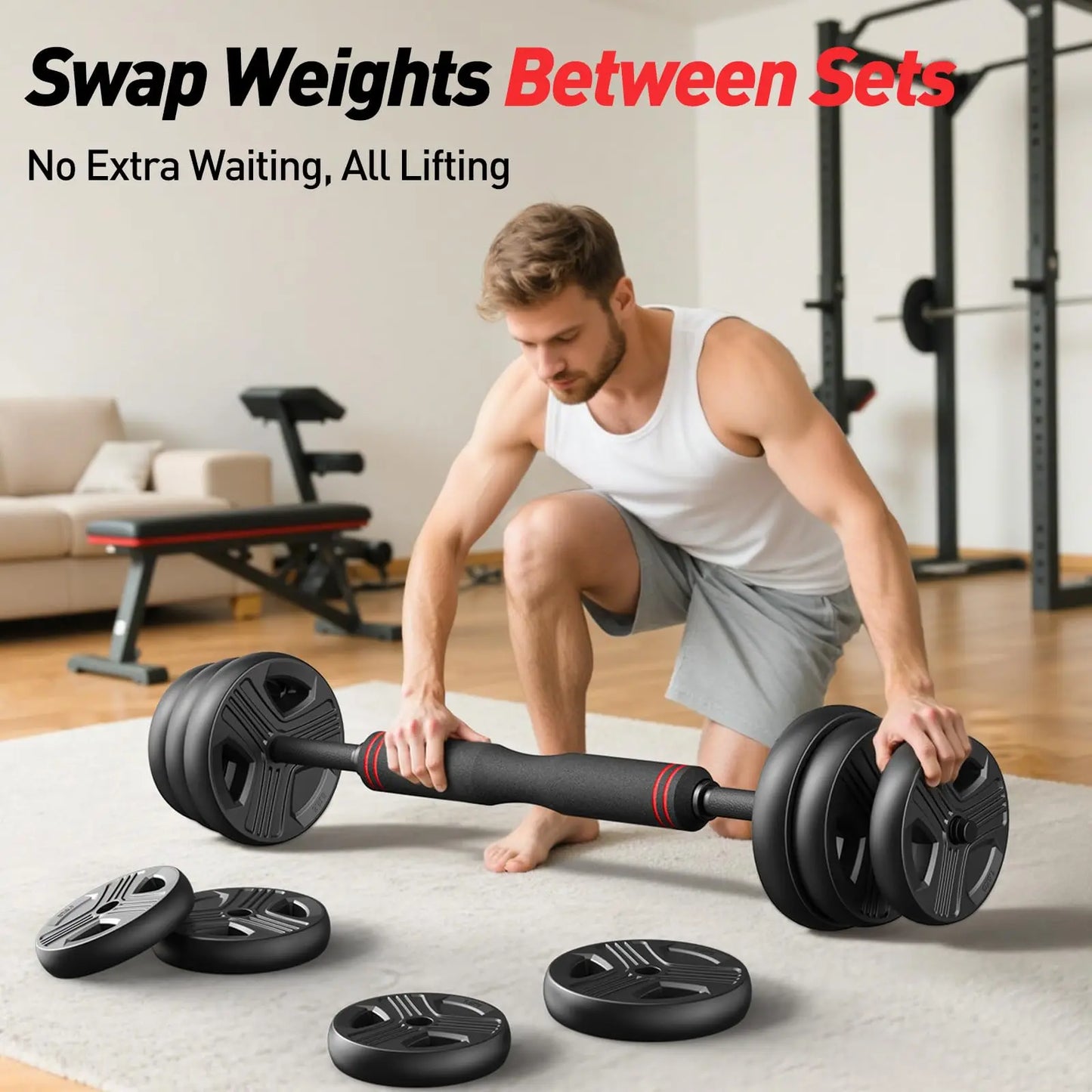 FED Fitness Adjustable 5 In 1 Free Weights Set Dumbbells