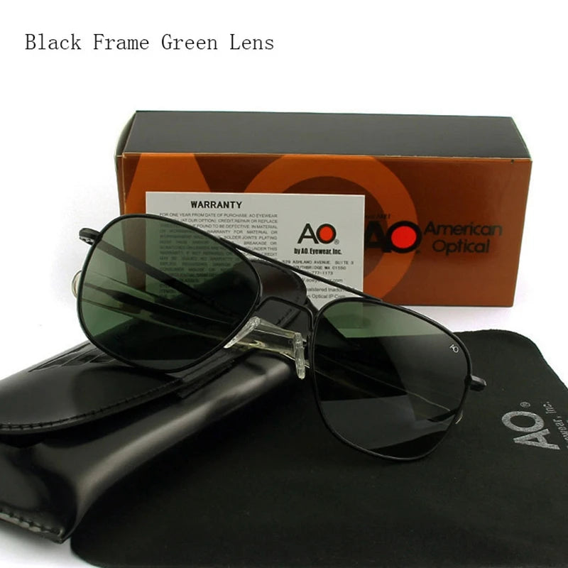 Top Quality American Army Military Pilot AO Sun Glasses Glass Lens Men Brand Designer Driving Sunglasses Male OP55 OP57