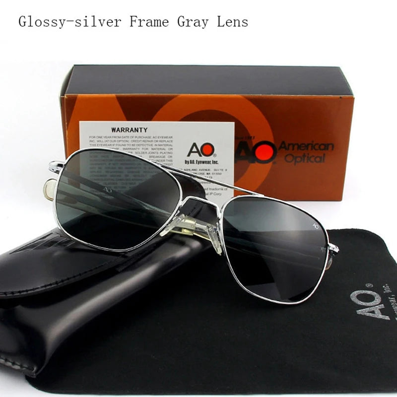 Top Quality American Army Military Pilot AO Sun Glasses Glass Lens Men Brand Designer Driving Sunglasses Male OP55 OP57