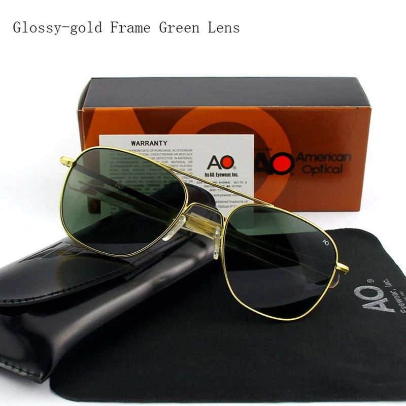 Top Quality American Army Military Pilot AO Sun Glasses Glass Lens Men Brand Designer Driving Sunglasses Male OP55 OP57
