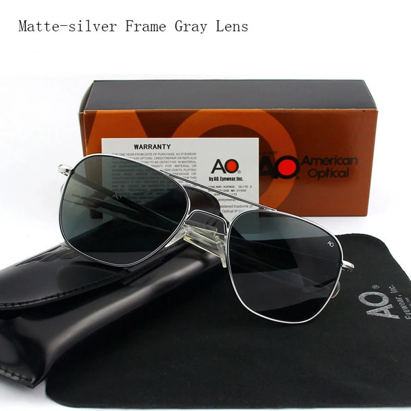 Top Quality American Army Military Pilot AO Sun Glasses Glass Lens Men Brand Designer Driving Sunglasses Male OP55 OP57