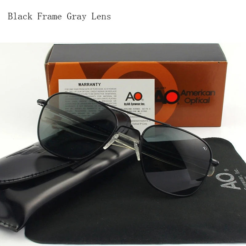 Top Quality American Army Military Pilot AO Sun Glasses Glass Lens Men Brand Designer Driving Sunglasses Male OP55 OP57