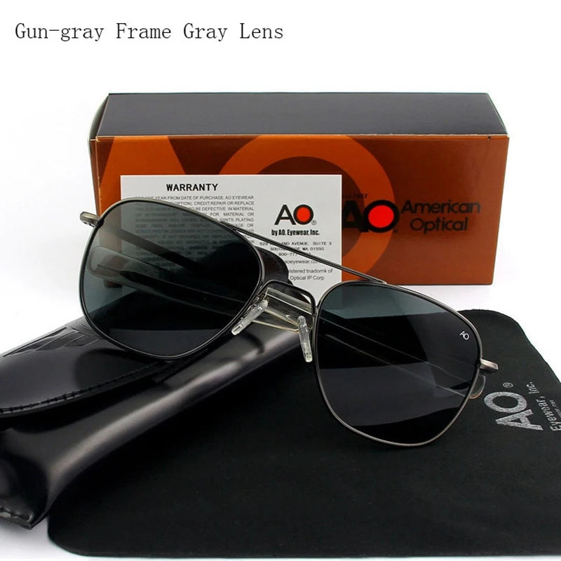 Top Quality American Army Military Pilot AO Sun Glasses Glass Lens Men Brand Designer Driving Sunglasses Male OP55 OP57