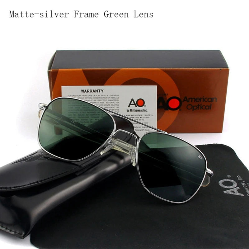Top Quality American Army Military Pilot AO Sun Glasses Glass Lens Men Brand Designer Driving Sunglasses Male OP55 OP57