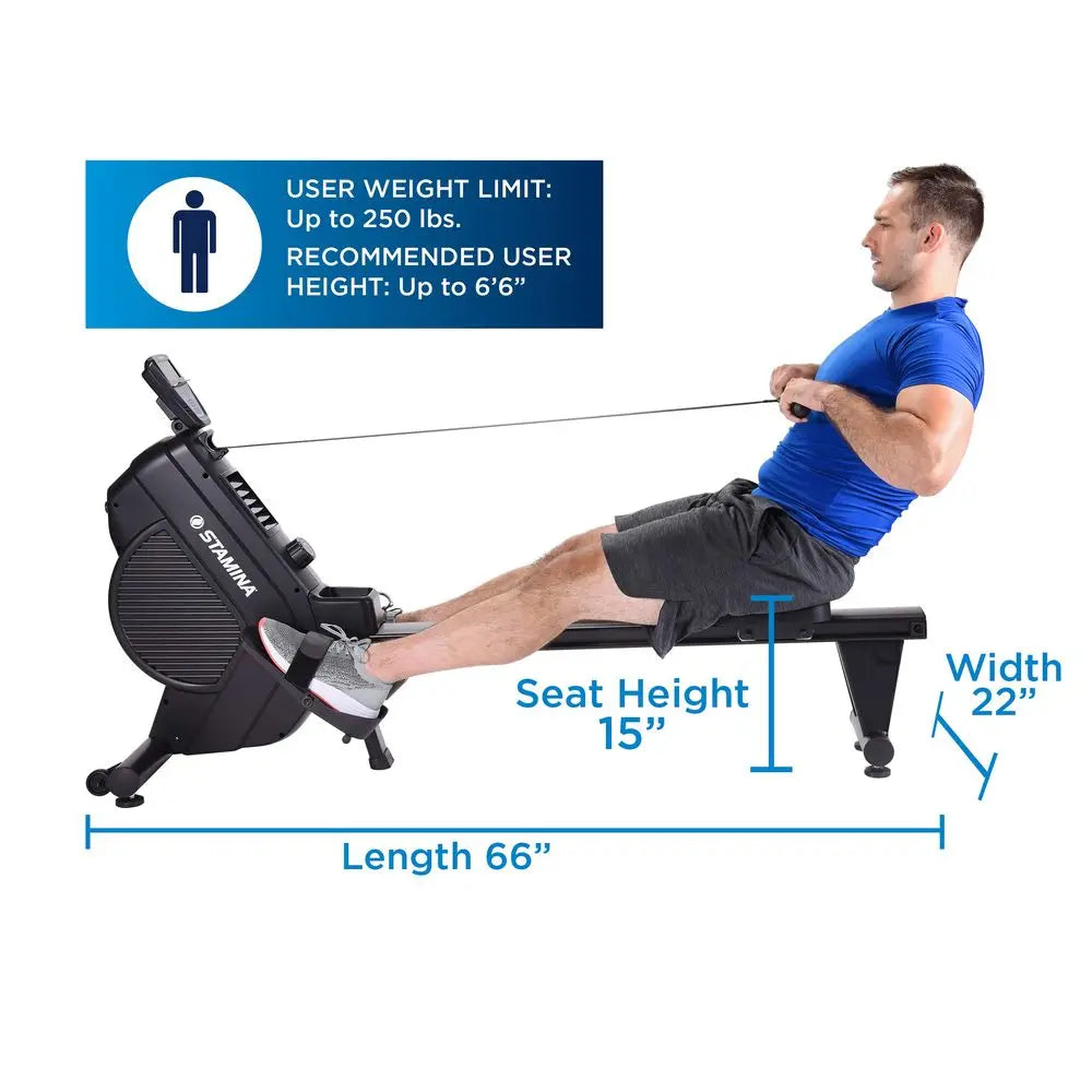 Dual Air and Magnetic Resistance Rowing Machine w Fitness Coaching App 8 Levels Magnetic amp Air Resistance, LCD Monitor Compac
