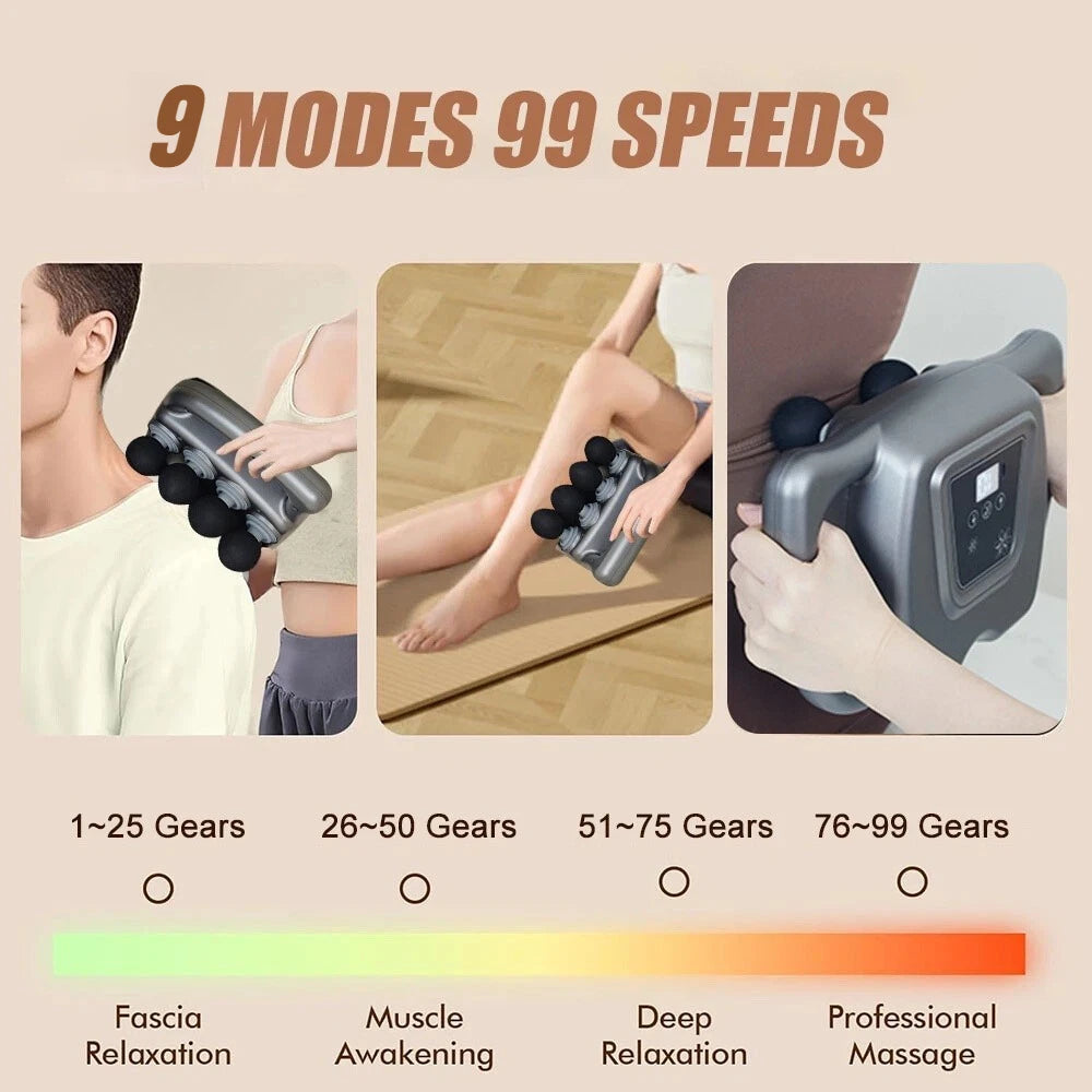 16-Speed Fascia Gun, 9 Modes 99 Levels Intensity Adjustment, 66LB Deep Tissue Percussion Massager, 90 Minute Working Time, 2000mhA Massage Gun Ideal for Shoulders, Legs, Feet, And Body