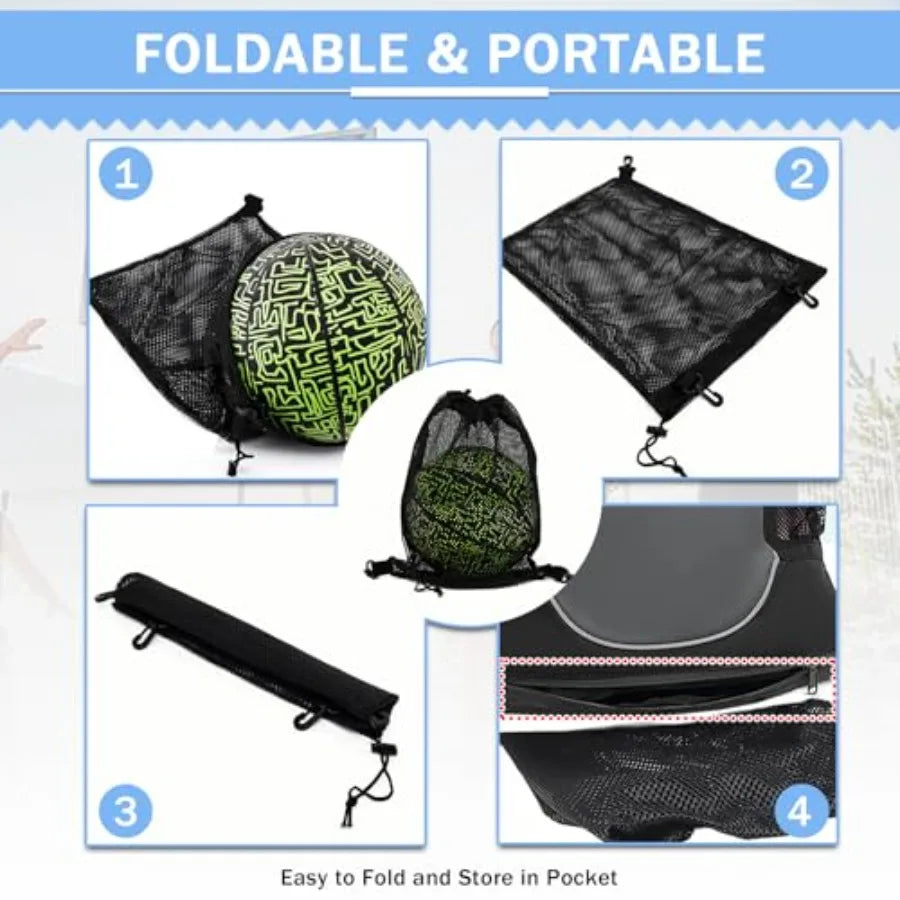 Drawstring Soccer Bag Basketball Backpack for Teens, Foldable Sports Bags Detachable Ball Mesh Bag for Gym Yoga Football Baseba