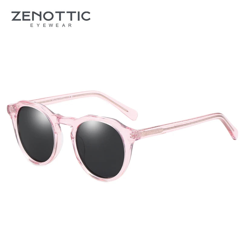 ZENOTTIC Fashion Acetate Polarized Sunglasses Round Vintage  Shade UV400 New Men/Women Retro Sun Glasses 600001S