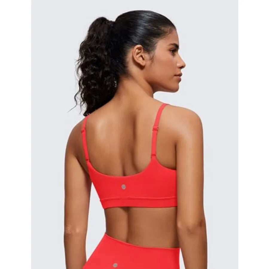 CRZ YOGA Butterluxe Adjustable Spaghetti Strap Wireless Sports Bra Women