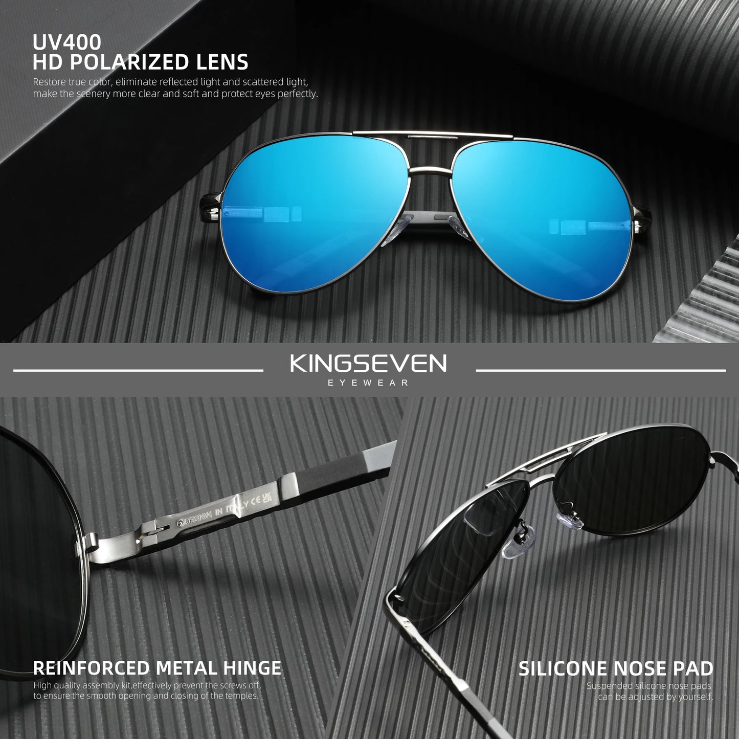 KINGSEVEN Brand Aluminum magnesium Polarized Men Sunglasses High Quality Male Sun Glasses Outdoor Eyewear UV400