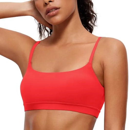 CRZ YOGA Butterluxe Adjustable Spaghetti Strap Wireless Sports Bra Women