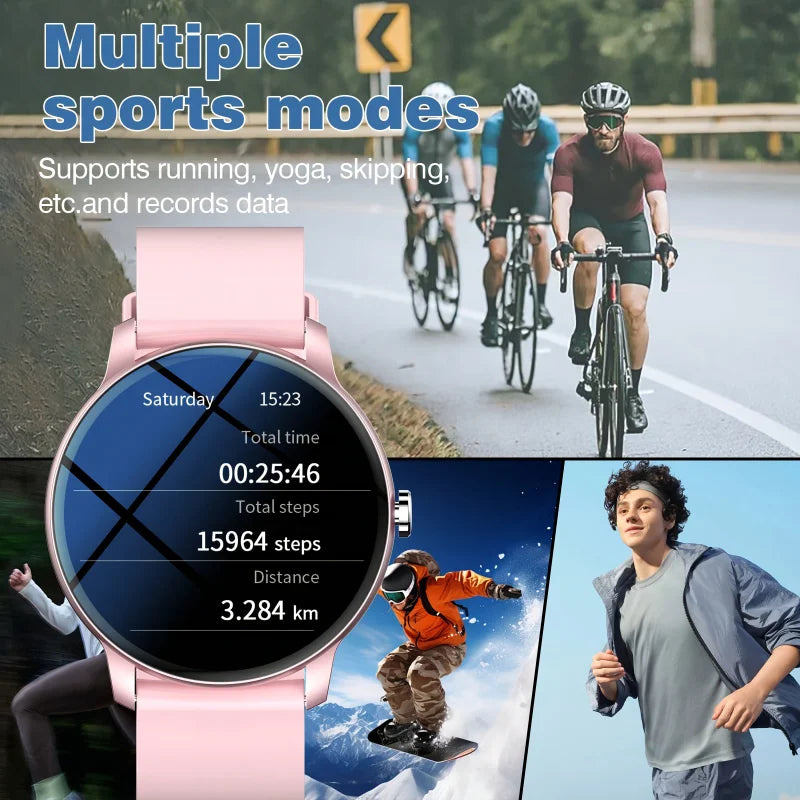 2026 Smartwatch/Fitness Band with Wireless Calling, Multiple Sports Modes, Music Control, Sedentary Reminder, Wallpaper, Weather Updates, Suitable for Android & Iphone