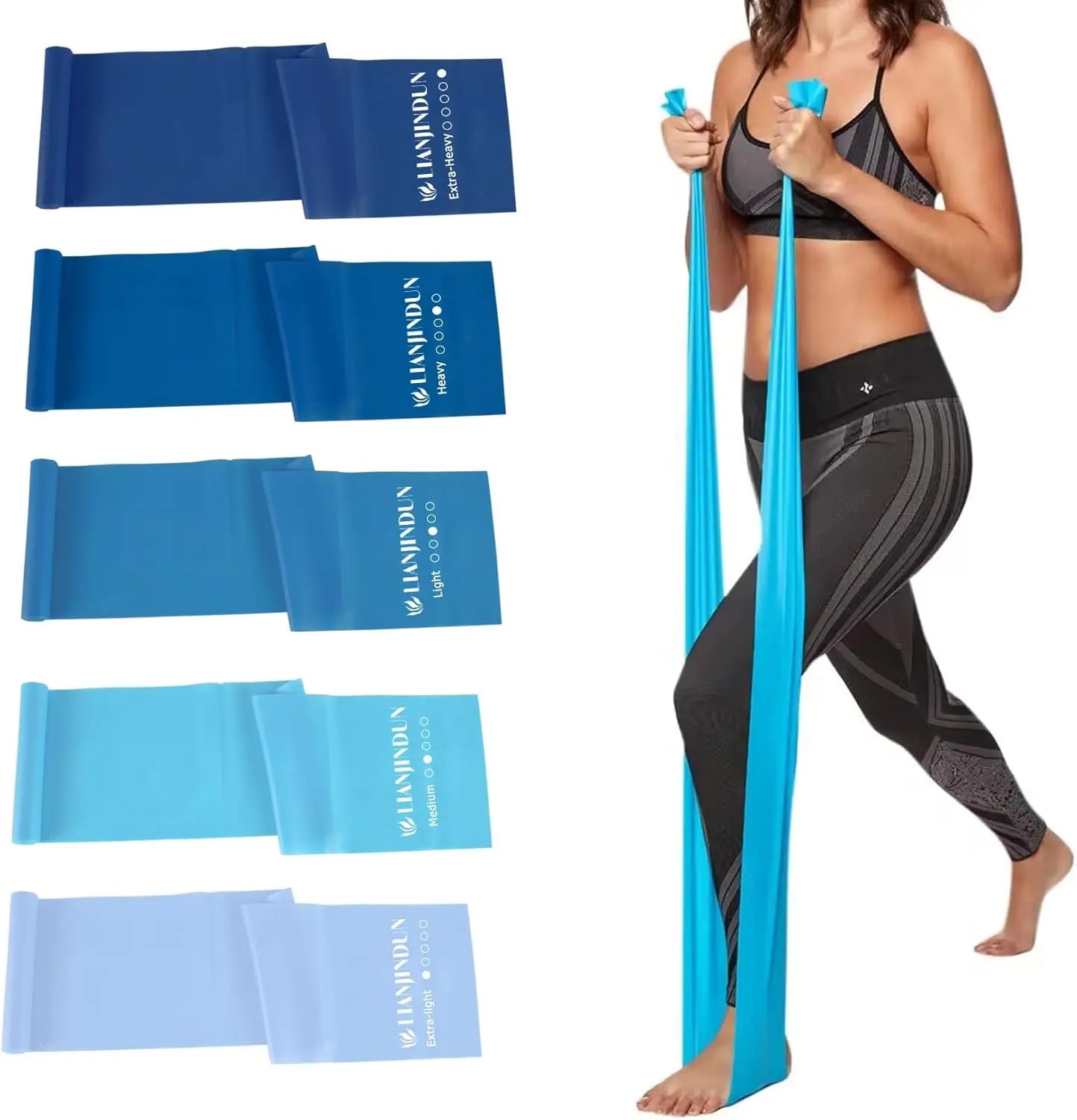 5 Pcs Professional Resistance Bands. Latex-Free, Pilates Band, Work Out Bands, Stretch Bands for Working Out Women or Men, Exerc