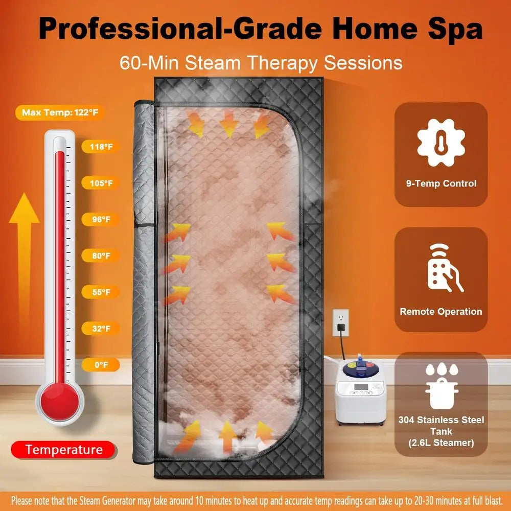 MIXC Portable Steam Sauna Box, Portable Sauna for Home, Person Sauna Tent Box at Home Spa with 2.6L & 1500W, Remote Contro