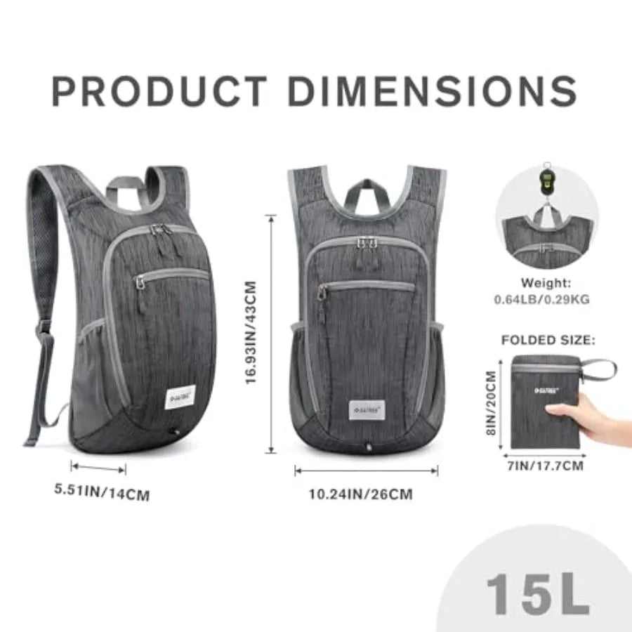 10L/15L Hiking Backpack Lightweight Packable Hiking Daypack Small Travel Outdoor Foldable Shoulder Bag