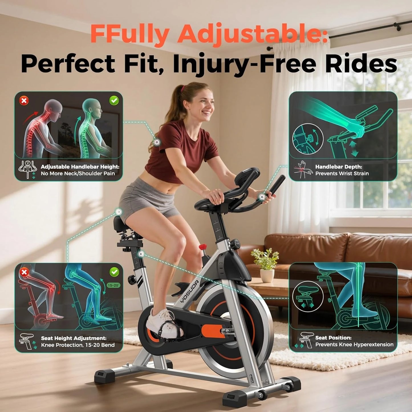 YOSUDA Exercise Bike Magnetic Indoor Cycling With Exclusive App