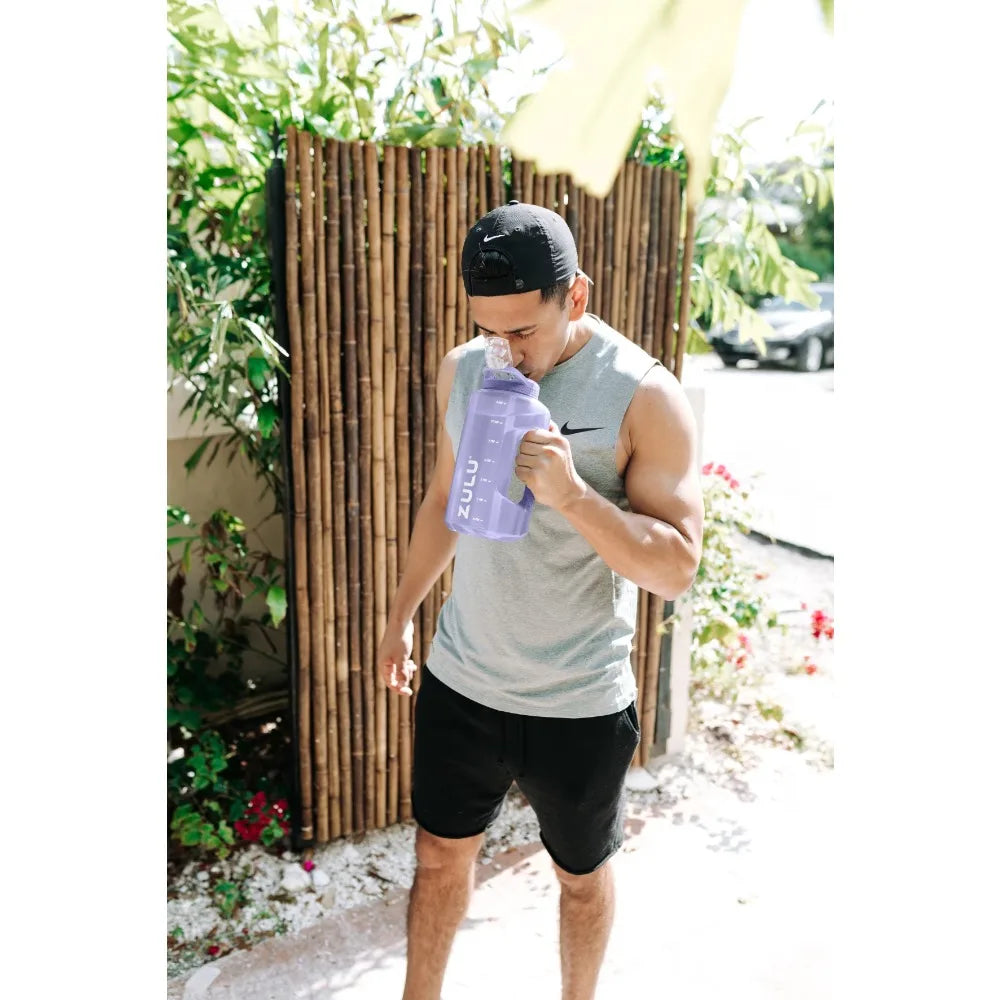 Half Gallon Water Bottle 64 Oz BPA Free Plastic Reusable Jug with Handle Leak Proof Sports Gym Outdoor