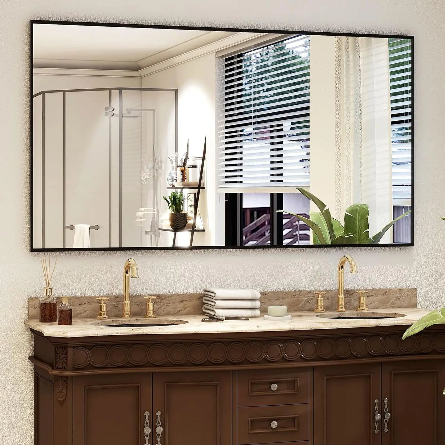 Full Length Mirror with Stand 34"x76" Full Body Mirror Floor Mirror Standing Hanging or Leaning Wall, Wall Mirror with Stand Alu