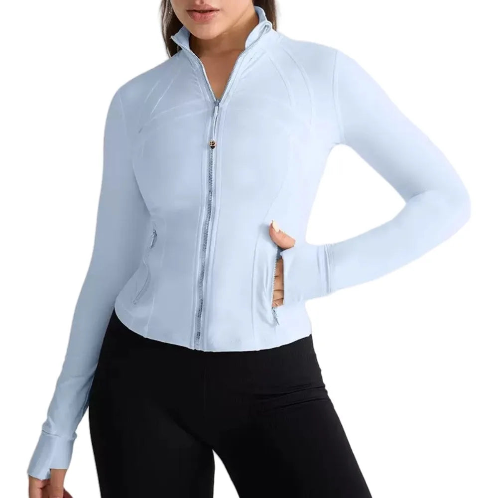 Outdoor Sports Fitness Gold Zipper Women's Yoga Jacket Sports Jacket Fitness Outdoor Long Sleeve Slim Fit