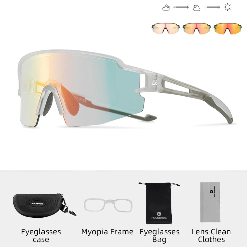 ROCKBROS Cycling Glasses Photochromic Bike Bicycle Glasses UV400 Sunglasses Sports Protection Eyewear MTB Road Cycling Goggles