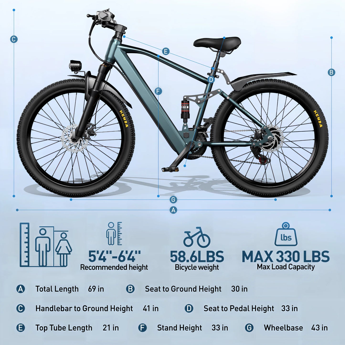 Electric Bike for Adults, 750W Peak Ebike, 40Miles 25MPH Electric Mountain Bike, 24''/26" Adult Electric Bicycle with 36V Battery, 21 Speed, Full Suspension, UL 2849 Certified
