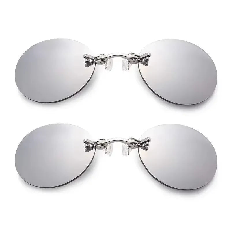 1-2PCS Clip On Nose Glasses Round Rimless Matrix Morpheus Sunglasses Mini Frameless Vintage Men Eyeglasses UV400
