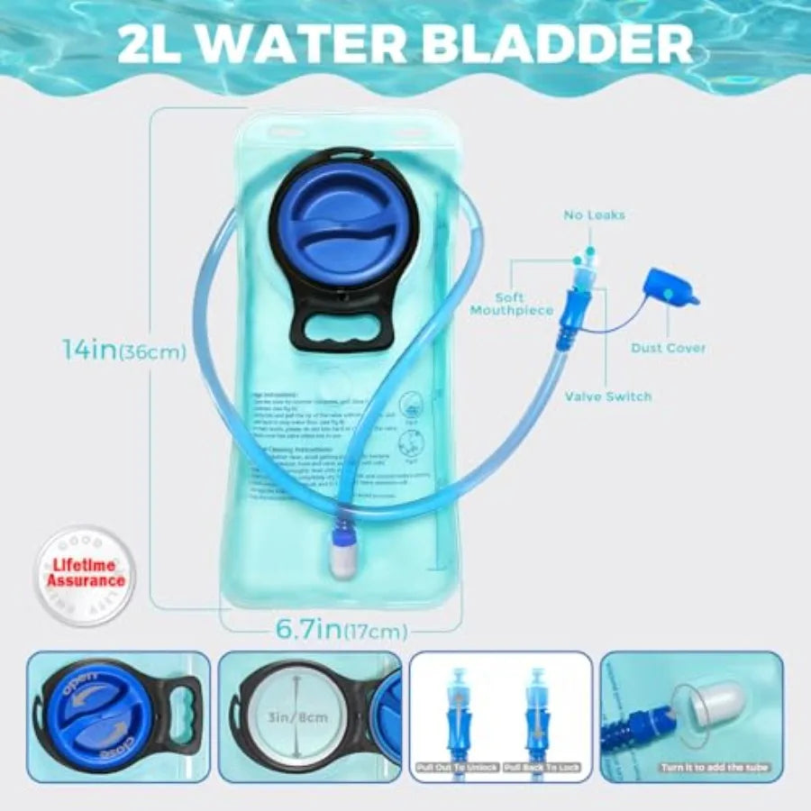 USA Patent Running Hydration Vest Backpack, Lightweight Chest Pack with 2.0L Water Bladder Bag Daypack for Hiking Running Cycli
