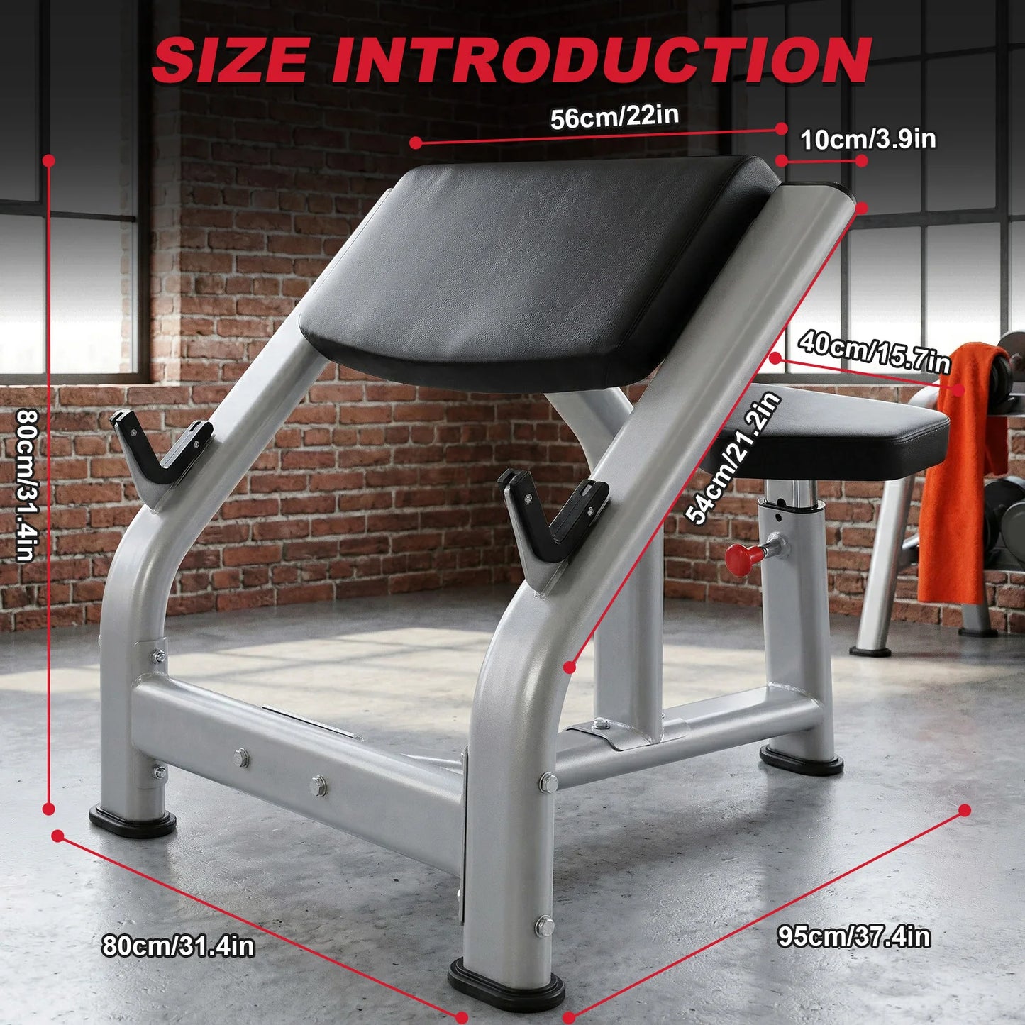 Seated Isolated Barbell Dumbbell Biceps Station with Adjustable Seat Fitness Equipment for Home Gym Strength Training