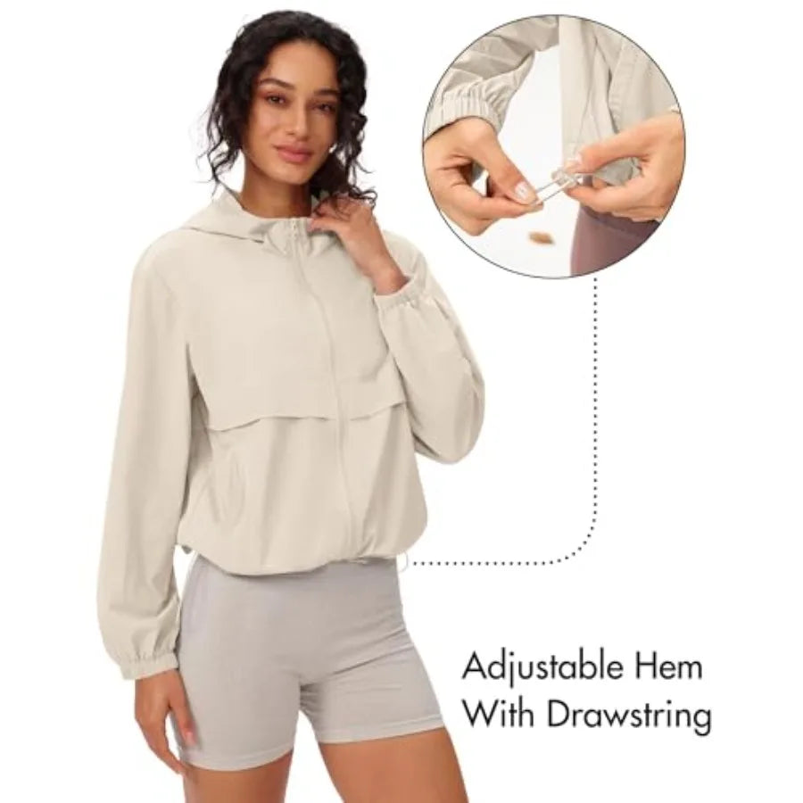 Locachy Women's Lightweight Athletic Workout Hoodie Long Sleeve Full Zip Gym Running Outdoor Jacket