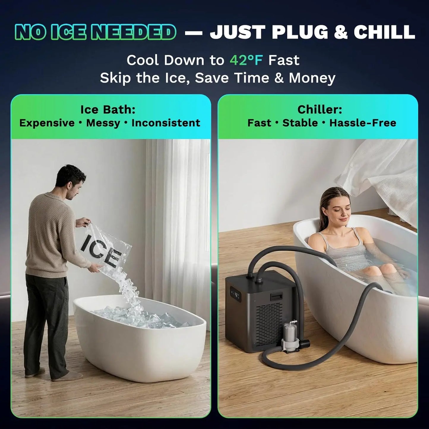 Ice Bath Water Chiller for Cold Plunge Tubs 1 3 HP Upgraded Water Chiller with Pump External Filter and Submersible Pump