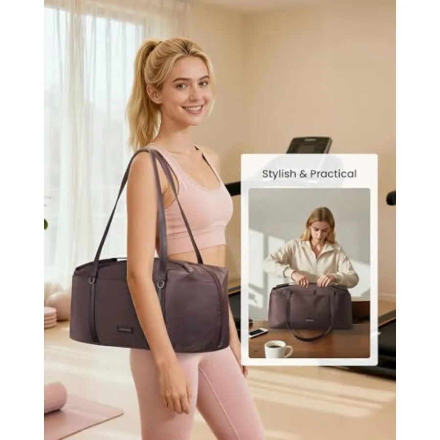 LOVEVOOK Gym Bag for Women, Small Sport Duffle with Shoe Compartment, Weekender Travel Tote for Work Yoga Workout